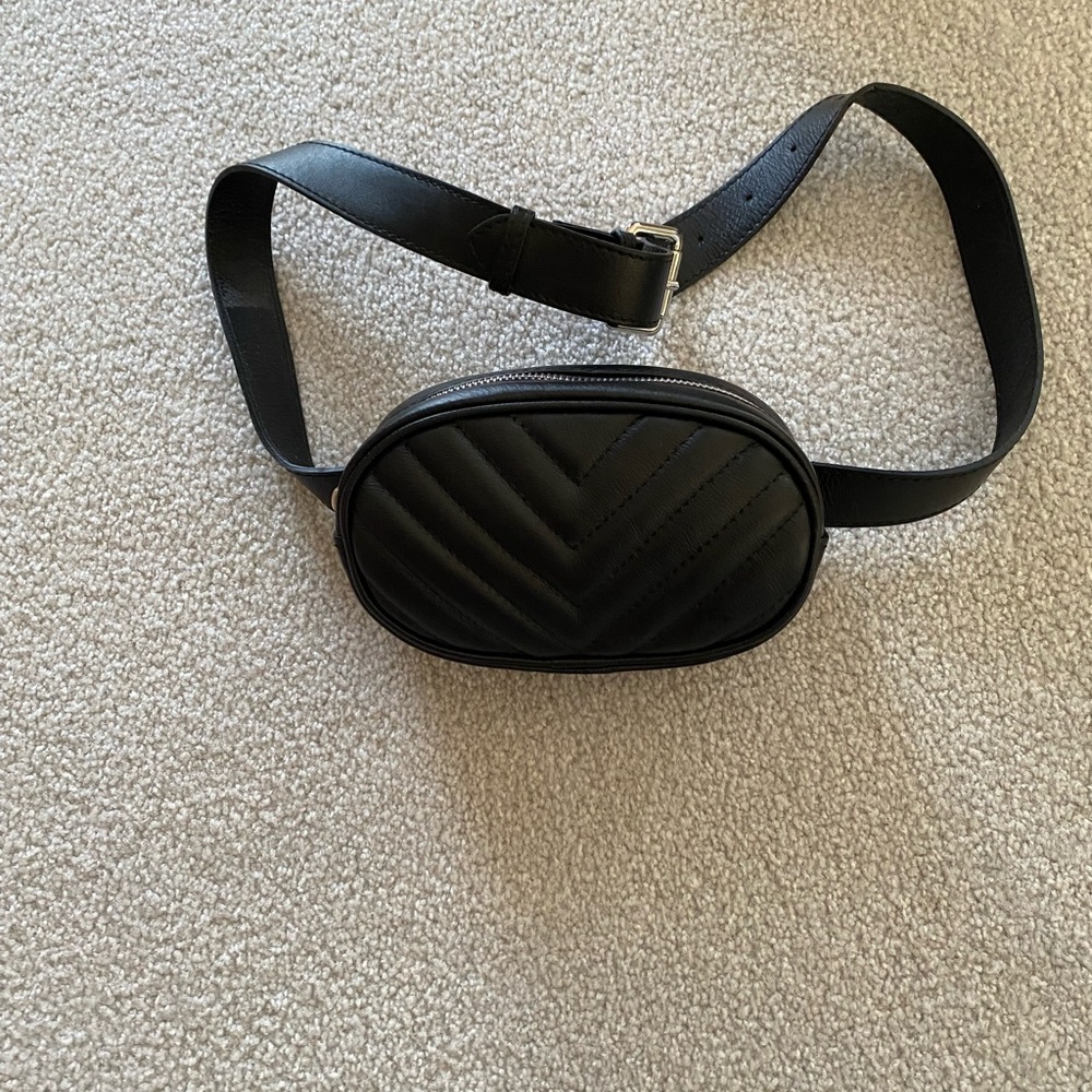 Simons Black Quilted Belt Bag NEW